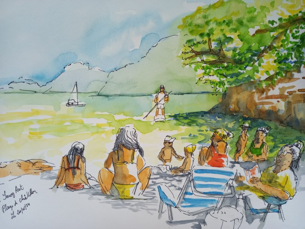 aquarelle plage de chatillon 20 05 24