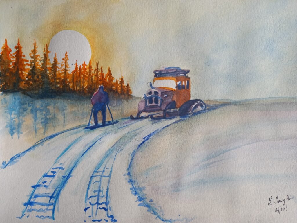 aquarelle scène de neige 02 24